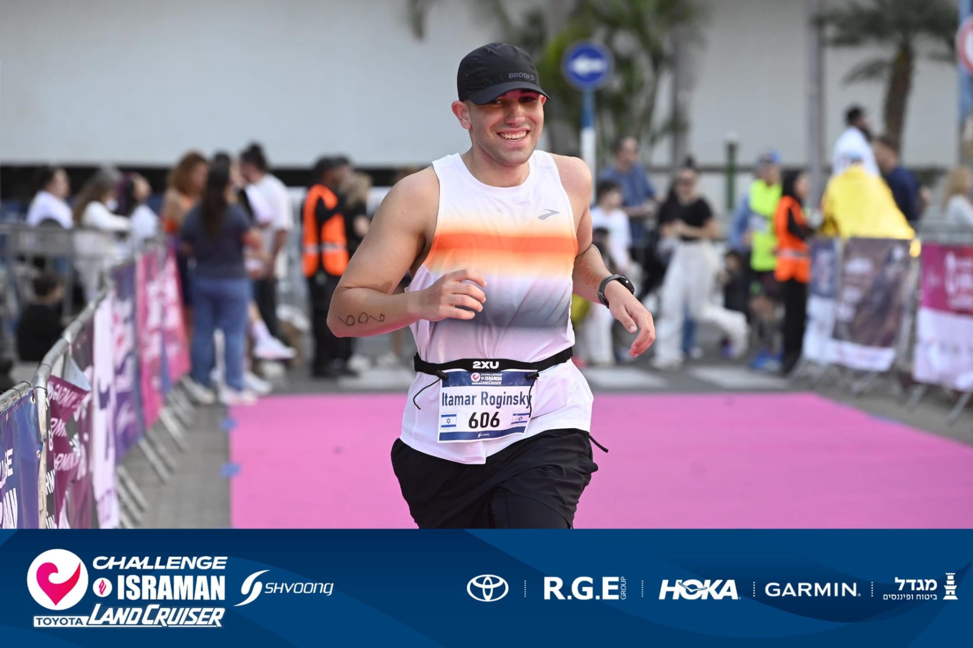 Itamar Roginsky finishing the Israman triathlon